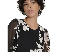 Tommy Hilfiger Women's Sheer Balloon Sleeve Dress
