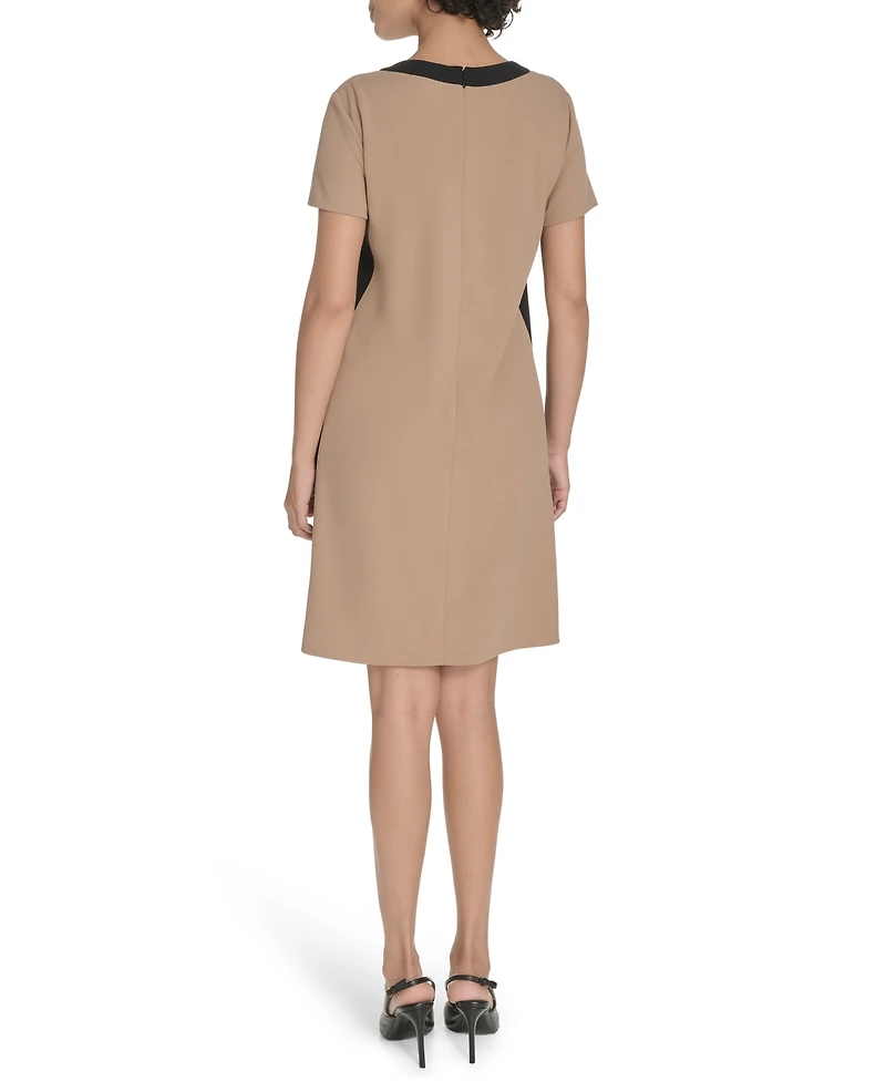 Tommy Hilfiger Women's Short-Sleeve Scuba Crepe Shift Dress