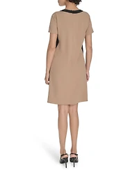 Tommy Hilfiger Women's Short-Sleeve Scuba Crepe Shift Dress