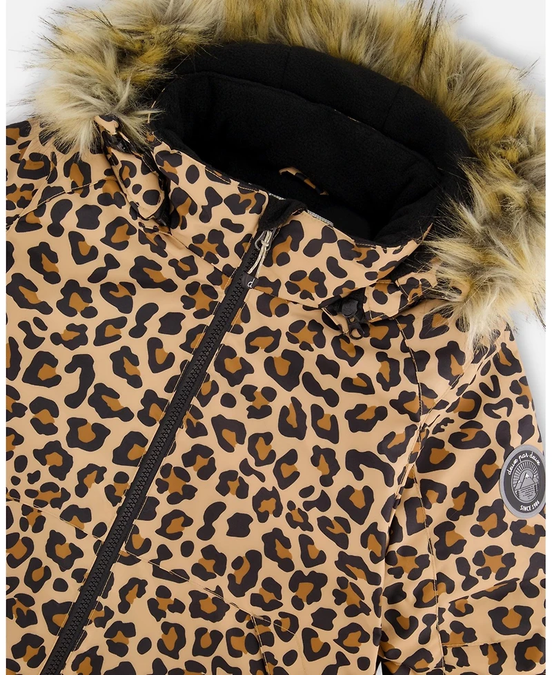 Deux par Girl Two-Piece Play Snowsuit with Animal Print Jacket Black - Child