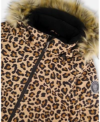 Deux par Girl Two-Piece Play Snowsuit with Animal Print Jacket Black - Child