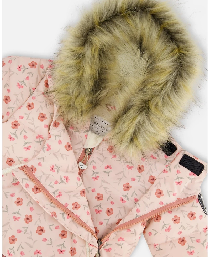 Deux par Baby Girl One-Piece Snug Snowsuit Designed for Car Seat Pink Mini Flowers - Baby|Toddler