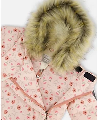 Deux par Baby Girl One-Piece Snug Snowsuit Designed for Car Seat Pink Mini Flowers - Baby|Toddler