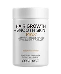 Codeage Hair Growth + Smooth Skin Max Vitamins Supplement - Hair Growth Health Skin Cellulite Support - Biotin, Vitamin C, Msm