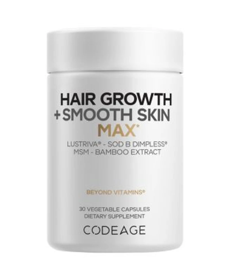 Codeage Hair Growth Smooth Skin Max Vitamins Supplement Hair Growth Health Skin Cellulite Support Biotin Vitamin C Msm 30 Capsules