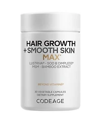 Codeage Hair Growth Smooth Skin Max Vitamins Supplement Hair Growth Health Skin Cellulite Support Biotin Vitamin C Msm 30 Capsules