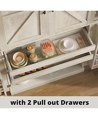 Ironck Kitchen Pantry Cabinet 72.8" H, 4 Barn Doors with Storage Rack, Brown
