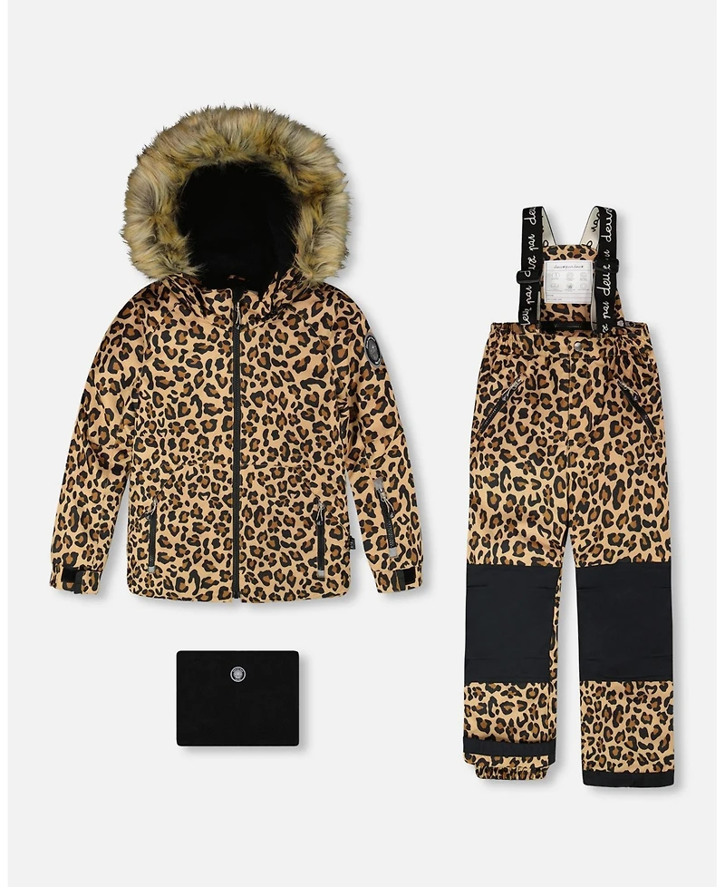 Deux par Girl Two-Piece Play Snowsuit Beige Leopard