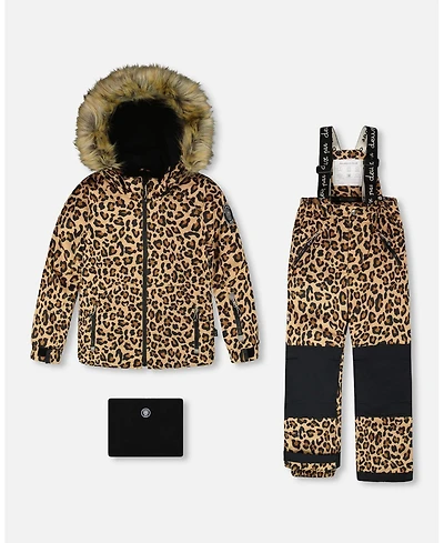 Deux par Girl Two-Piece Play Snowsuit Beige Leopard