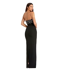 Mac Duggal Women's Strapless Crepe Embellished Bustier Gown With Bow