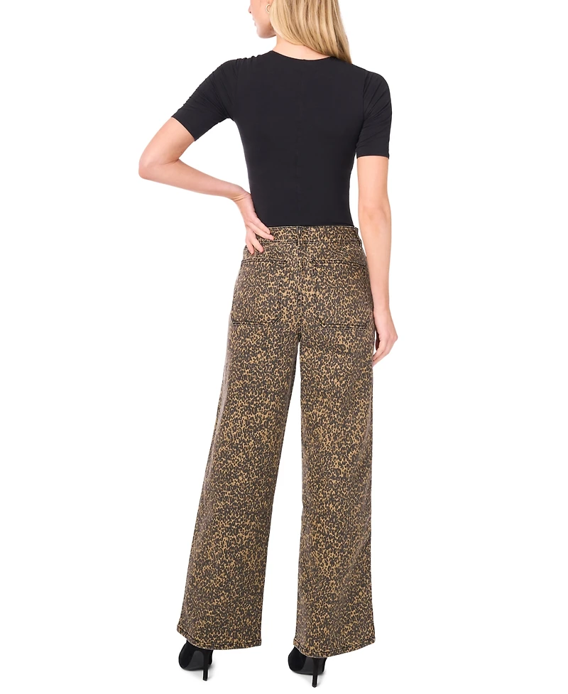 Vince Camuto Women's Wide Leg Printed Denim Pants
