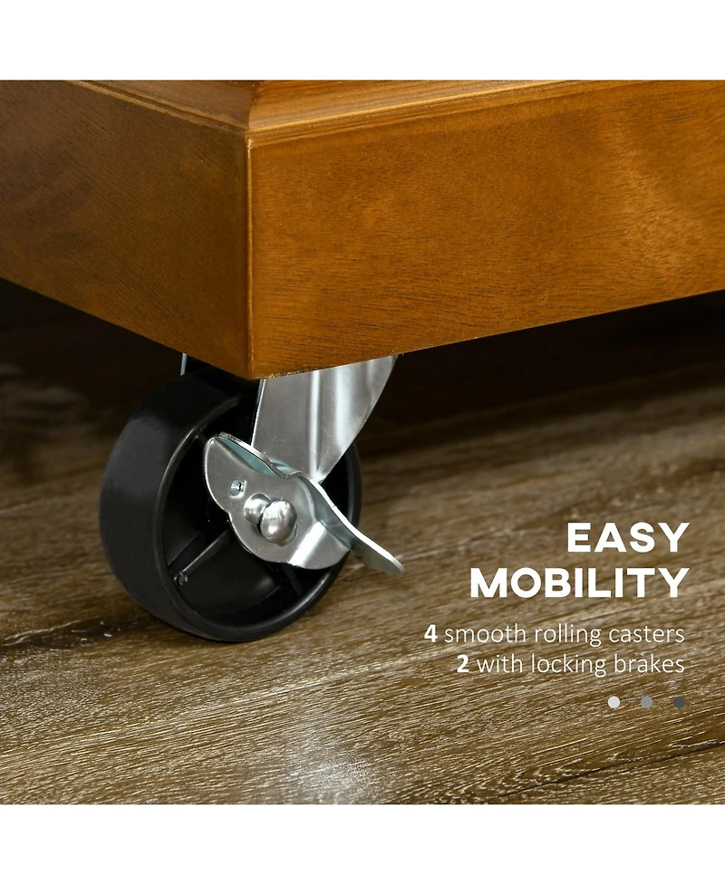 Halifax North America Brown Kitchen Island: Modern Rolling Cart with Drawer & Towel Racks