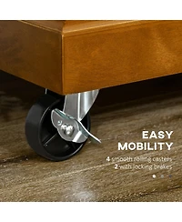 Halifax North America Brown Kitchen Island: Modern Rolling Cart with Drawer & Towel Racks