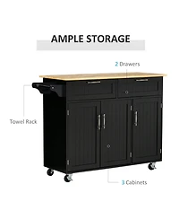 Halifax North America Black Mobile Kitchen: Island with Drawers and Cabinet Storage