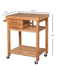 Halifax North America Bamboo Kitchen Organizer: Utility Cart with Drawers and Shelves