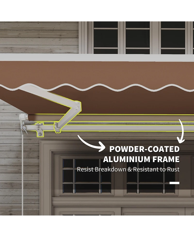 Outsunny 12' x 10'Outdoor Patio Manual Retractable Exterior Window Awning
