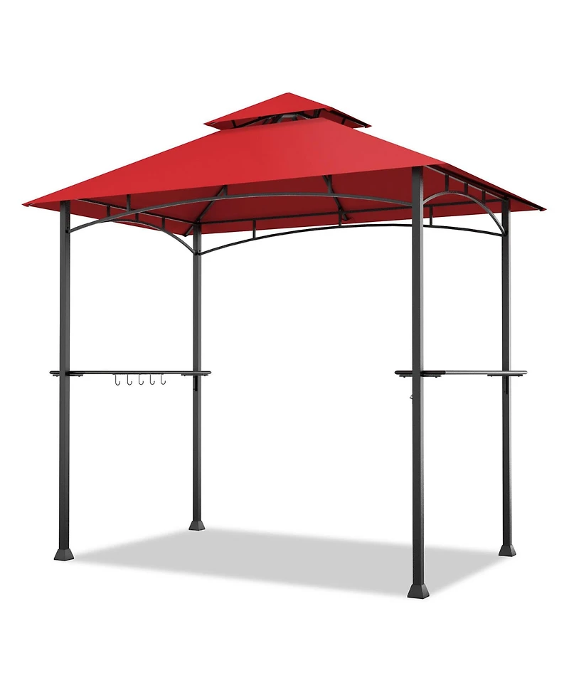 Gymax 8' x 5' Bbq Grill Gazebo 2-Tier Barbecue Canopy Vented Top Shelves Shelter