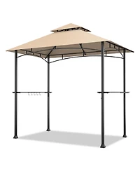 Gymax 8' x 5' Bbq Grill Gazebo 2-Tier Barbecue Canopy Vented Top Shelves Shelter