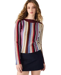 Steve Madden Women's Serra Stripe Rib Mix Knit Sweater