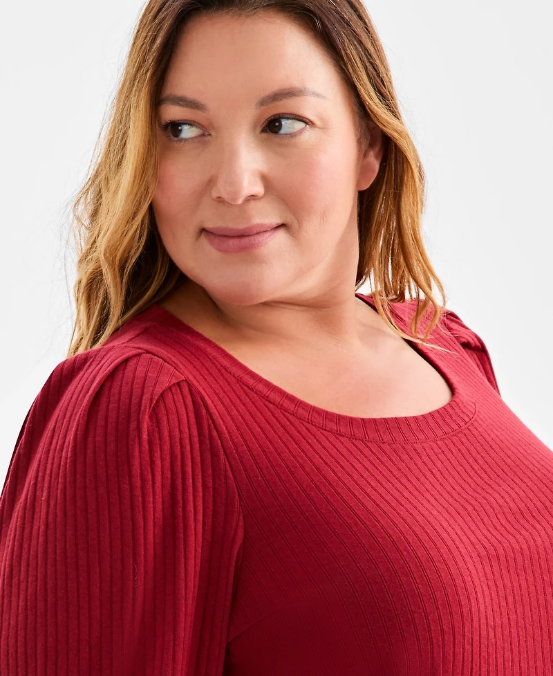 Style & Co Plus Size Soild 3/4-Sleeve Blouse, Macy's Exclusive