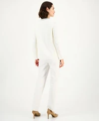 Anne Klein Womens Rhinestone Trim Cardigan Sleeveless Knit Top Bootcut Suit Pants
