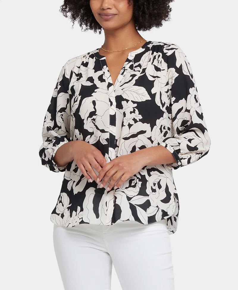 Nydj Women's Pintuck Split Round Neck Top