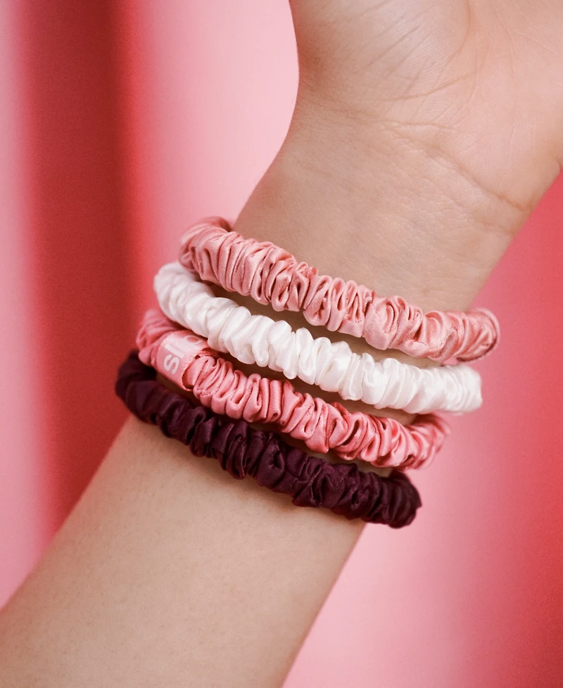 Slip 4-Pc. Pure Silk Candy Cane Skinny Scrunchies Set