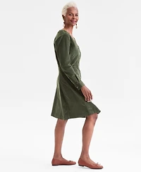 Style & Co Women's Corduroy Button-Front V-Neck Dress, Macy's Exclusive