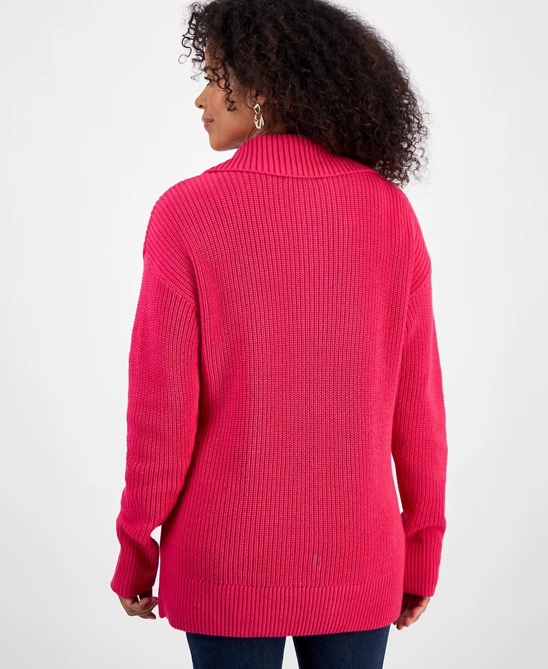 Style & Co Women's Quarter-Zip Cable-Knit Sweater, Macy's Exclusive