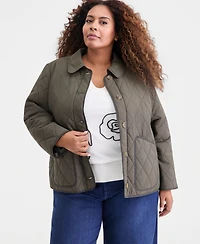 Style & Co Plus Quilted Utility Jacket, Macy's Exclusive