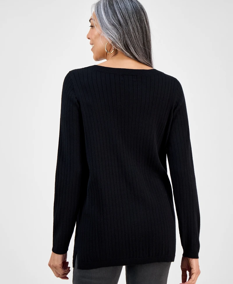 Style & Co Women's Ribbed Boat Neck Tunic Sweater, Macy's Exclusive