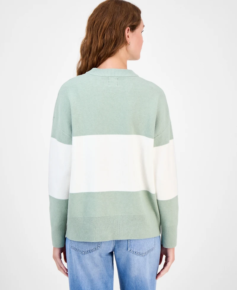 Hippie Rose Juniors' Oversized Stripe Long-Sleeve Sweater