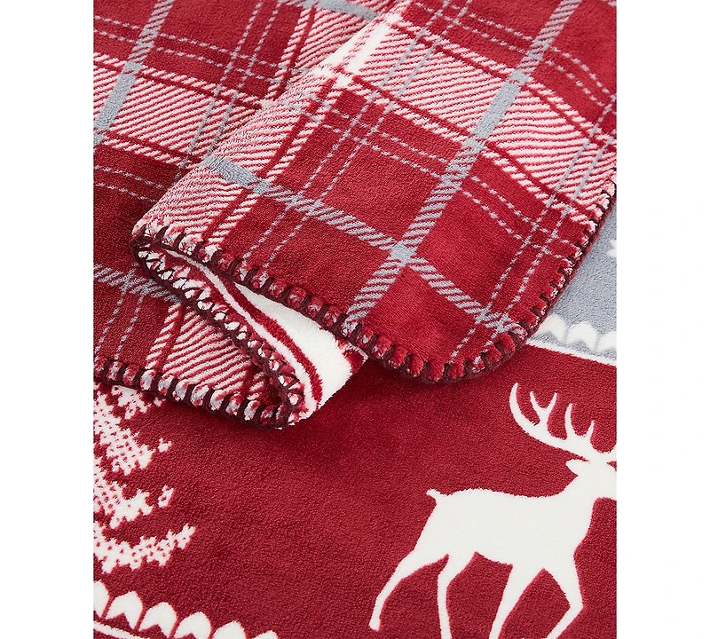 Weatherproof Reversible Plaid Throw, 50" x 70"