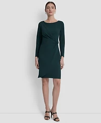 Dkny Women's Side-Ruched D-Buckle Boat-Neck Dress