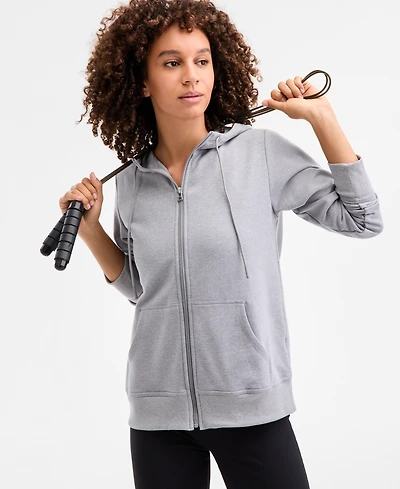 Id Ideology Women's Relaxed Zip-Front Long-Sleeve Fleece Hoodie