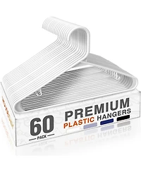 Durable Plastic Hangers Light-Weight with Hooks Black 60 Pack