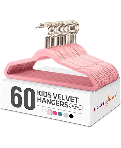 14 Inch Kids Velvet Hangers Blush Pink 60 Pack