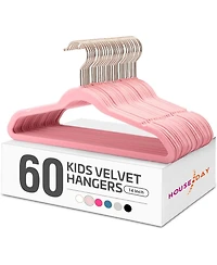 14 Inch Kids Velvet Hangers Blush Pink 60 Pack