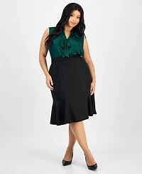Kasper Plus Faux Suede Midi Skirt