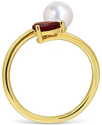 Cultured Freshwater Pearl & Garnet Ring (1/2 ct. t.w.) 18k Gold-Plated Sterling Silver