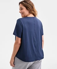 Id Ideology Plus Curved-Hem V-Neck Top, Created for Macy's