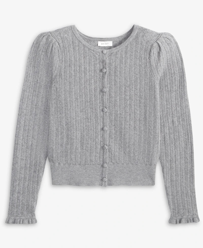 On 34th Women's Puff-Shoulder Pointelle-Knit Cardigan, Macy's Exclusive