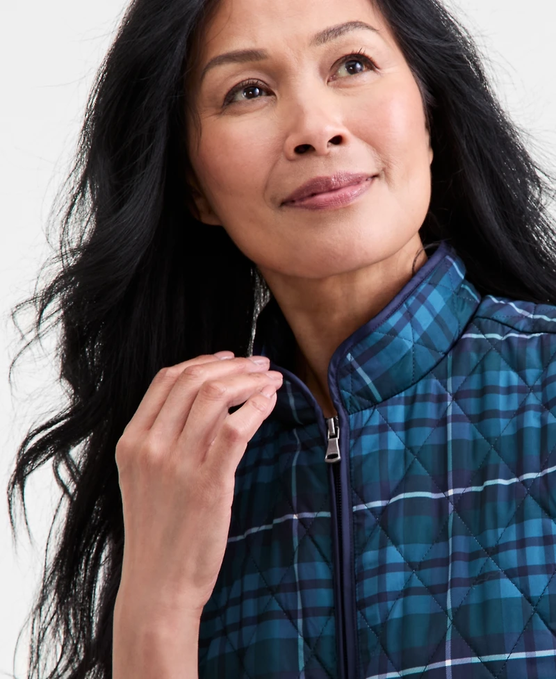 Style & Co Women's Plaid Quilted Vest, Macy's Exclusive