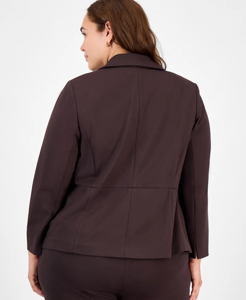 Kasper Plus Notched Collar One-Button Blazer