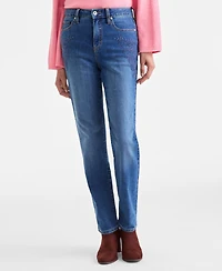 Style & Co Women's Embroidered High-Rise Straight Jeans, Macy's Exclusive