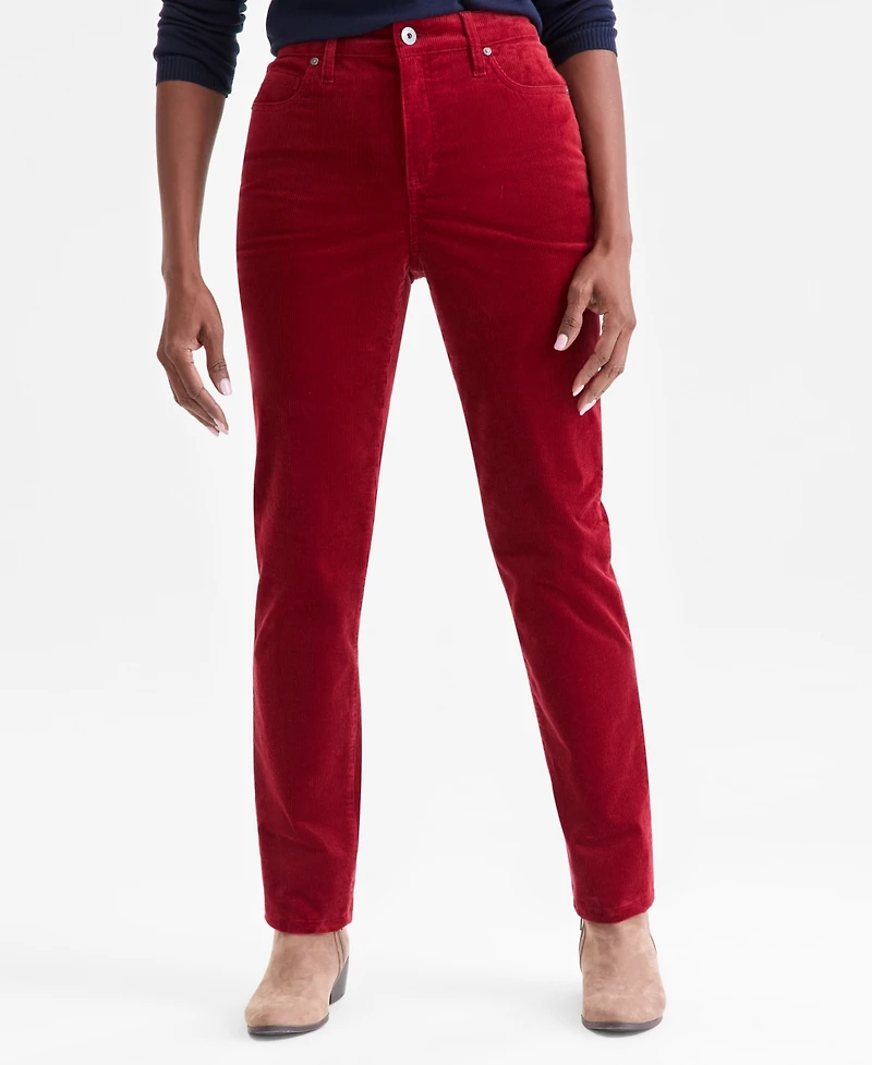 Style & Co Women's High-Rise Straight-Leg Corduroy Pants, Created for Macy's