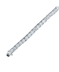 Sterling Silver White Gold Plated with 5mm Round Prong Set Cubic Zirconia Tennis Bracelet
