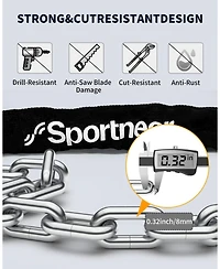 Sportneer Bike Lock: 8mm Thick High Security Anti Theft Bike Chain Lock with 2 Keys