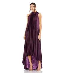Mac Duggal Women's Pleated Halter Neck High Low Gown