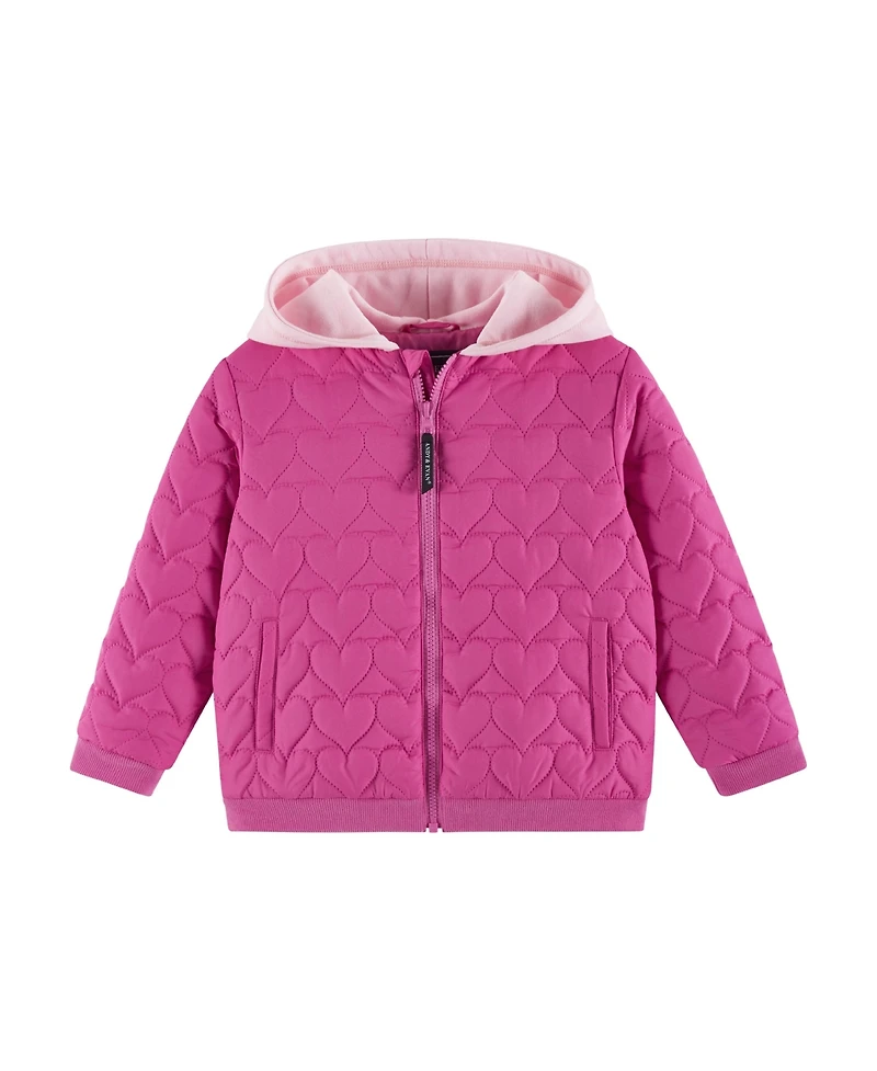 Andy & Evan Toddler/Child Girls Pink Quilted Heart Hooded Jacket
